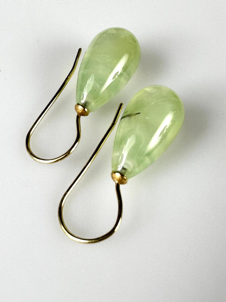 Ohrringe 750er Gold Prehnit Pampeln Ohrhänger 18 Karat GG image 4