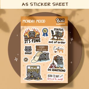 Funny cat sticker sheet - Monday Mood