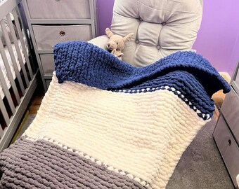 Chunky Hand Crochet Blanket Etsy