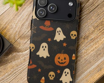 Spooky Halloween Phone Case: Gothic Ghost, Pumpkin Witch Design