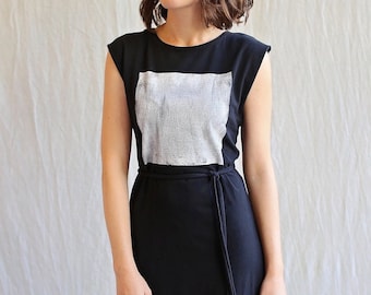 Square Dress, Cotton Jersey, Modern Minimal, Midi length- made to order
