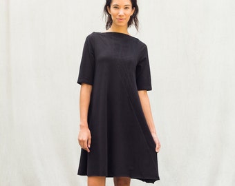 Eva Dress, Cotton jersey, Modern style, Black Dress- Made to order