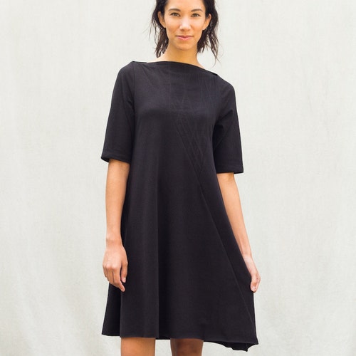 Eva Dress Cotton Jersey Modern Style Black Dress Made to - Etsy