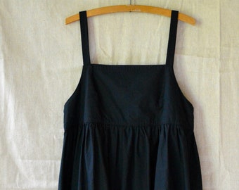 Size Large, Sundress, Poplin, Summer Dress, Pockets, Black Dress- Ready to ship