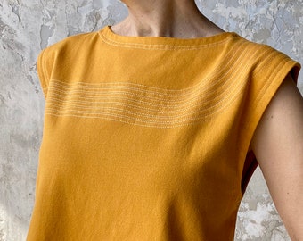 Sommer Top, Baumwolle Jersey, Weisse Linien Detail- auf Bestellung