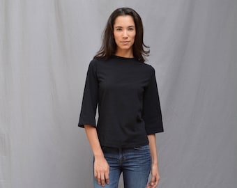 Opal Top, Women's Top, High Neckline, Mid Length Sleeve, Modern Minimal- Made to order