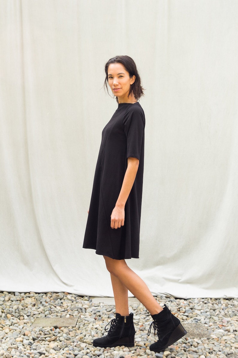 Eva Dress, Cotton jersey, Modern style, Black Dress Made to order image 2