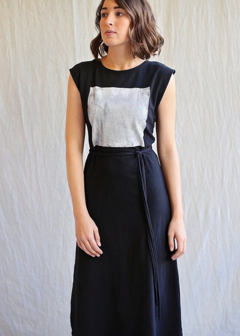 Square Dress, Cotton Jersey, Modern Minimal, Midi length made to order image 1