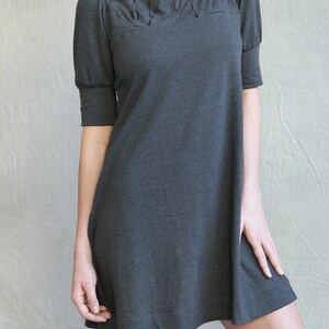 Folded Swing Tunic Dress, Puff Sleeve, Cotton Jersey, Modern Feminine made to order image 2