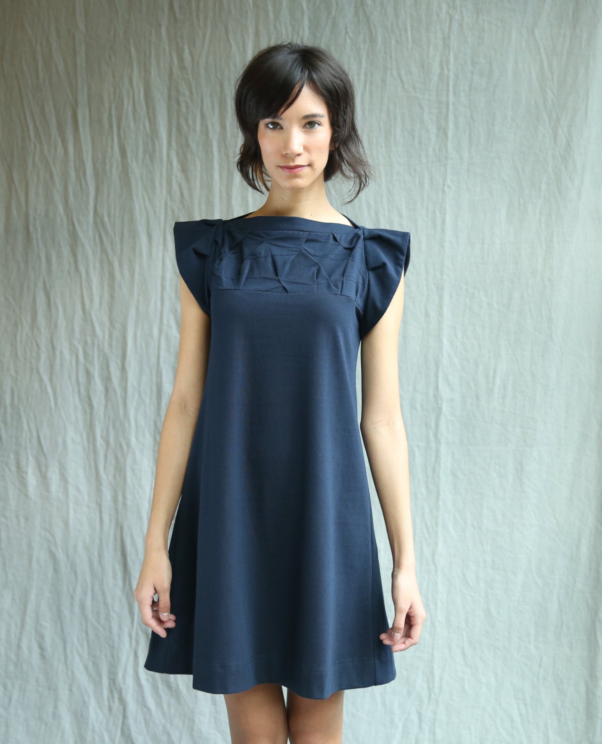 Cotton Jersey Swing Dress with Flutter Sleeves - Made to Order