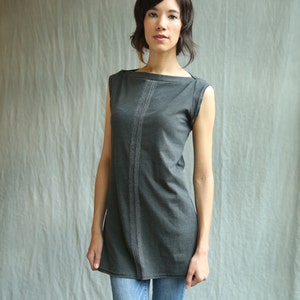 Center Lines Tunic, Cotton Jersey, Cap Sleeve, Modern Style made to order image 3