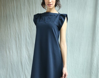 Folded Swing Tunic Dress with Flutter Sleeves, Cotton Jersey, Swing Dress- made to order