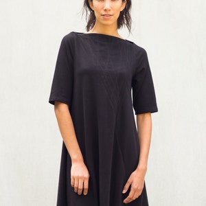 Robe Eva, jersey de coton, style moderne, robe noire réalisation sur commande image 3