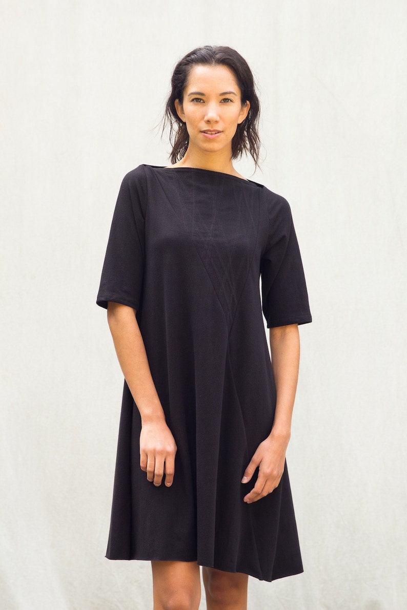 Eva Dress, Cotton jersey, Modern style, Black Dress Made to order image 3