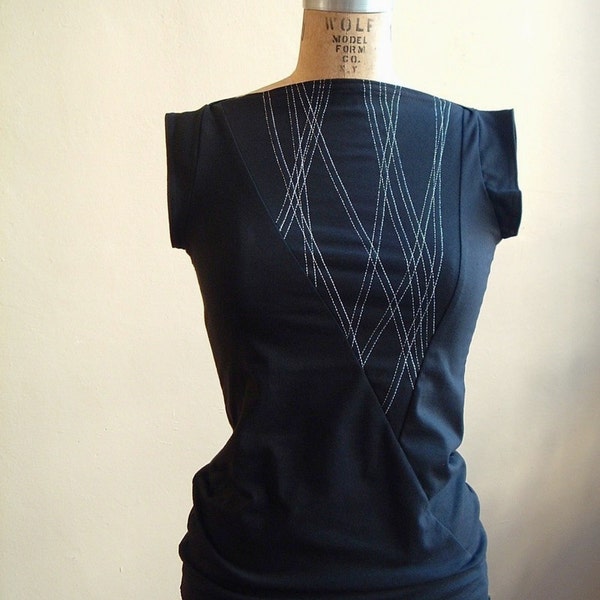 Shirt Triangle Top, Women's Top,  Cotton Jersey, Short sleeve, Geometric, Modern style- Made to order