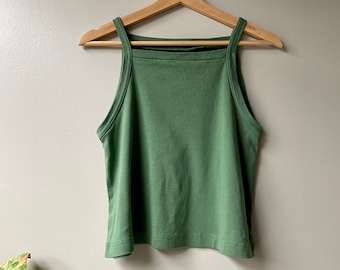 Large, Green Frame Tank, Organic Cotton Knit, Modern Minimal