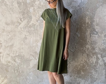 V Neck Midi Ponte Knit Three Quarter Sleeve Swing Dress~ Side Seam Pockets  ~ XL - Etsy