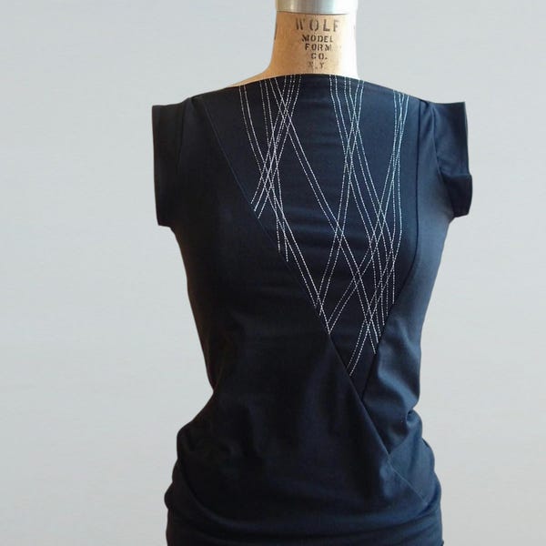 Shirt Triangle Top, Women's Top,  Cotton Jersey, Short sleeve, Geometric, Modern style- Made to order