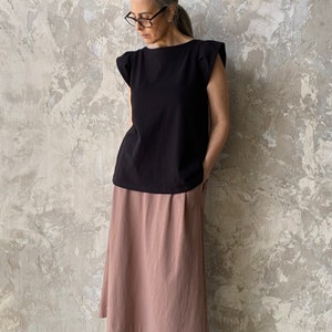 Jersey Skirt, Skirt with Pockets, Cotton made to order image 3