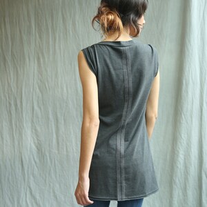 Center Lines Tunic, Cotton Jersey, Cap Sleeve, Modern Style made to order image 4