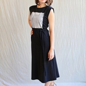 Square Dress, Cotton Jersey, Modern Minimal, Midi length made to order image 2