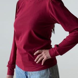 Elsa Top, Long Sleeve Top, Cotton Jersey, High Neckline - made to order