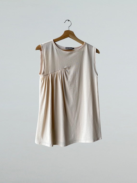 Small, Side Drape Top, Asymmetrical Design, Summer Top