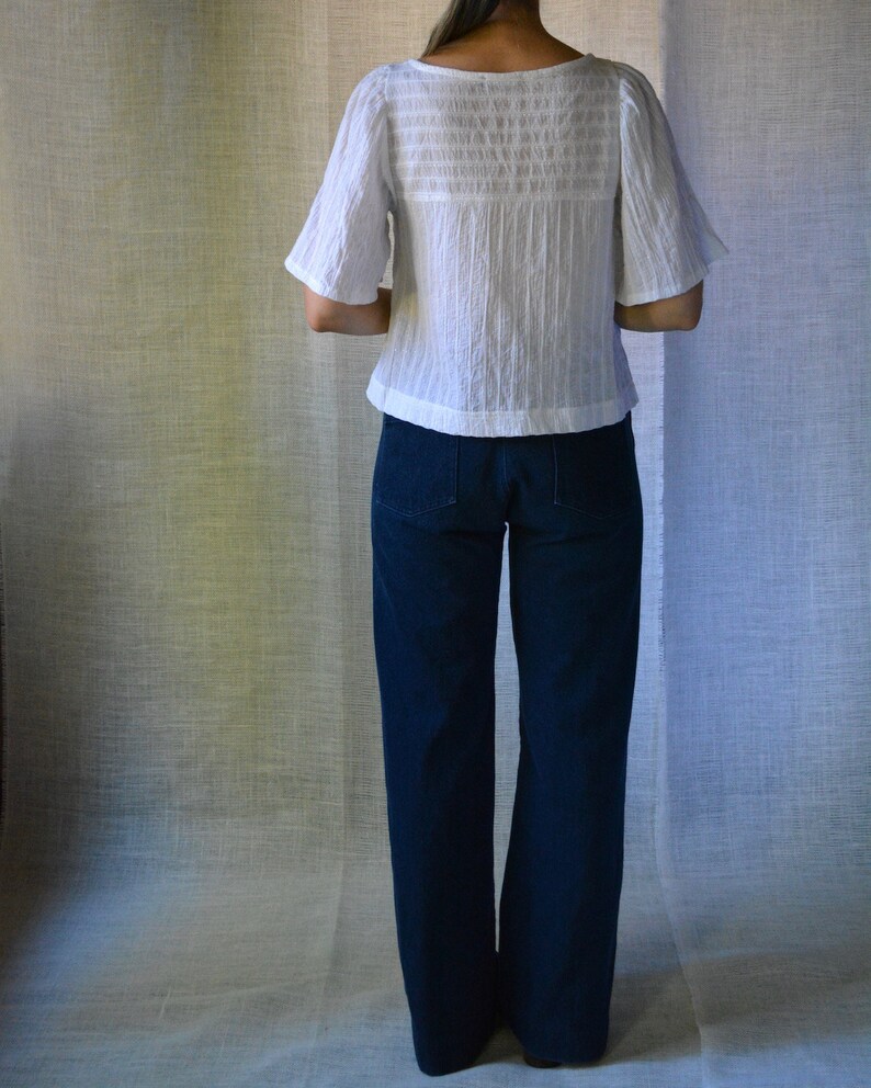 Gauze Top Puff Sleeve Cotton Metallic Thread Modern Etsy