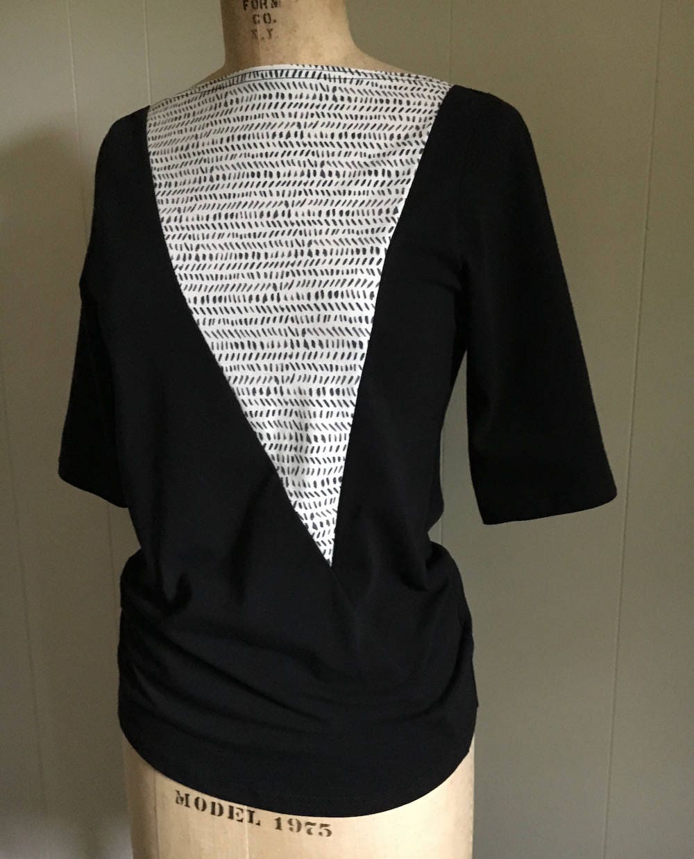 Triangle Top, Women's Top, Cotton Jersey With Dash Print, Mid Sleeves ...