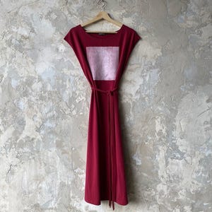 Small, Square Dress, Claret, Cotton Jersey - ready to ship
