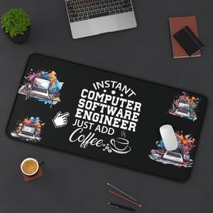 Tapete de mesa para engenheiro de computação, tapete de rato para programador, tapete de mesa para programação, presente para desenvolvedor, tapete para escritório para amantes de café, tapete para espaço de trabalho de software