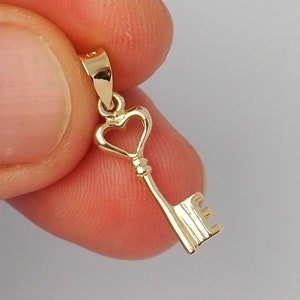 14k Solid Gold Key Pendant, Solid Gold Key Charm, Love Key Necklace, Gold Gift, Personalized Key Necklace, 14k Gold Jewelry, 14k Jewelry