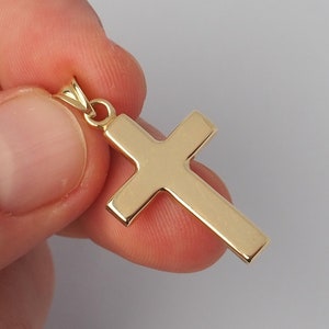 14k Solid Gold Cross Necklace, Dainty Polished Crucifix Pendant for Women, Religious Charm Jewelry for Her, 14k Gold Jewelry, 14k Jewelry
