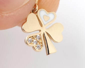 14k Gold Four Leaf Clover Pendant, 14k Clover Pendant, 14k jewelry, pendant, luck Clover Charm, Good Luck, 14k Gold Jewelry, 14k Jewelery