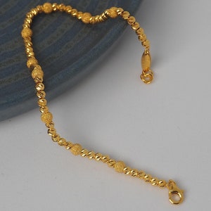 22K Solid Gold Bead Chain Bracelet, 3 MM Width 22k Dorica Balls Bracelet, Link Chain Bracelet, 22k Gold Jewelry, Gift for Her, 22k Jewelry