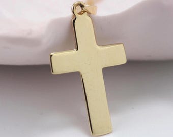Collar con cruz de oro macizo de 14 quilates, colgante de cruz, joyería religiosa, regalo para mujer, collar para uso diario, joyería de 14 quilates, oro de 14 quilates, collar de oro de 14 quilates