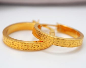 22K Gold Round Hoop Earrings, Yellow Gold Shiny Hoops, Classic Jewelry Handmade with Love, 22k Gold Jewelry, 22k Gold Jewelry Gift