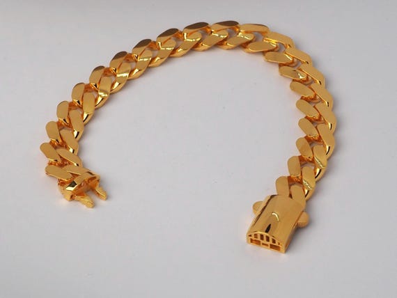 22k Gold Curb Cuban Link, 22k Curb Cuban Link, 11 MM Width 22k Gold Curb Bracelet, Gift for Him, 22k Gold Jewelry, Gift for Her, 22k Jewelry