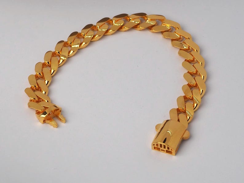 22k Gold Curb Cuban Link, 22k Curb Cuban Link, 11 MM Width 22k Gold Curb Bracelet, Gift for Him, 22k Gold Jewelry, Gift for Her, 22k Jewelry