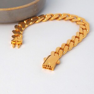22k Gold Curb Cuban Link, 22k Curb Cuban Link, 11 MM Width 22k Gold Curb Bracelet, Gift for Him, 22k Gold Jewelry, Gift for Her, 22k Jewelry image 7