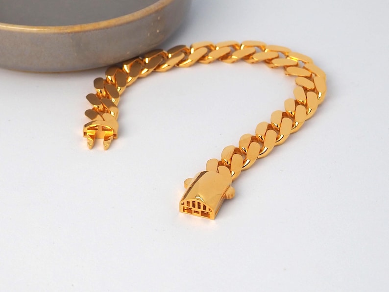 22k Gold Curb Cuban Link, 22k Curb Cuban Link, 11 MM Width 22k Gold Curb Bracelet, Gift for Him, 22k Gold Jewelry, Gift for Her, 22k Jewelry image 7