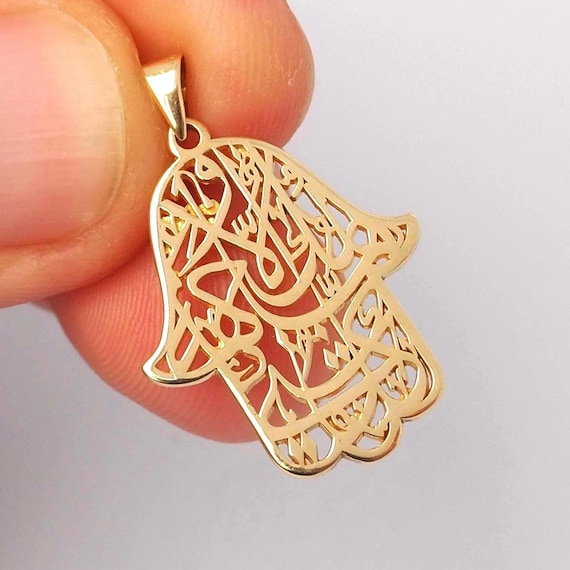 14k Hamsa Hand Necklace, Gold Hamsa Pendant, 14k Jewelry, Celestial Jewelry for Women, Gift for Her, 14k Gold Jewelry, 14k Solid Gold Charm