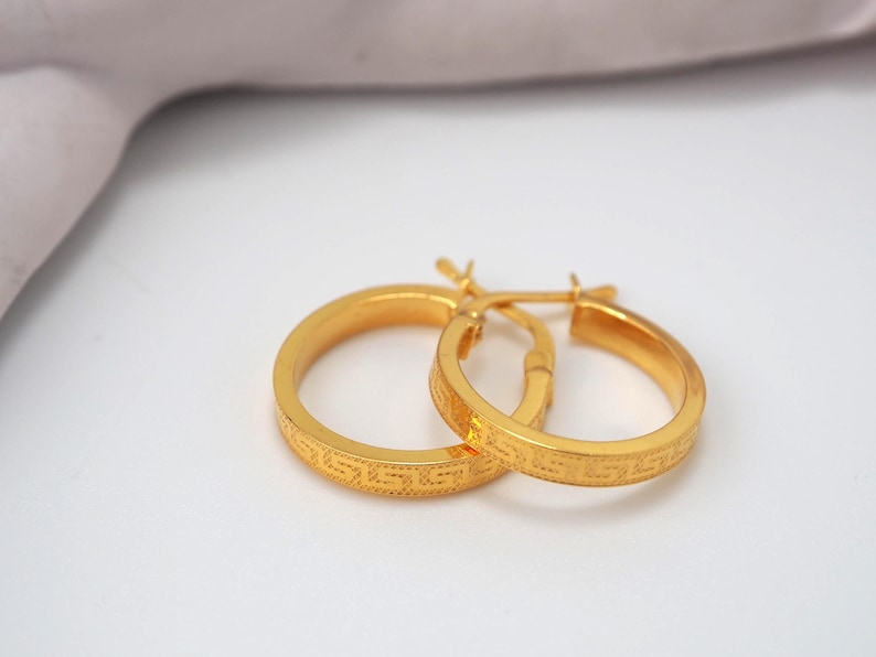 22K Gold Round Hoop Earrings, Yellow Gold Shiny Hoops, Classic Jewelry Handmade with Love, 22k Gold Jewelry, 22k Gold Jewelry Gift