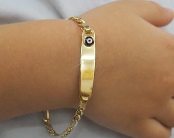 14k Baby ID Bracelet, Personalized Baby Jewelry, Gold Bracelet for Kid, Children Bracelet, Kid Name Bracelet, Newborn Gift, 14k Gold Jewelry