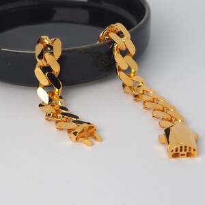 22k Gold Curb Cuban Link, 22k Curb Cuban Link, 11 MM Width 22k Gold Curb Bracelet, Gift for Him, 22k Gold Jewelry, Gift for Her, 22k Jewelry image 6
