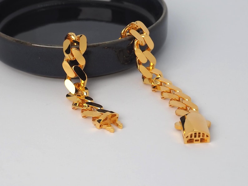 22k Gold Curb Cuban Link, 22k Curb Cuban Link, 11 MM Width 22k Gold Curb Bracelet, Gift for Him, 22k Gold Jewelry, Gift for Her, 22k Jewelry image 6