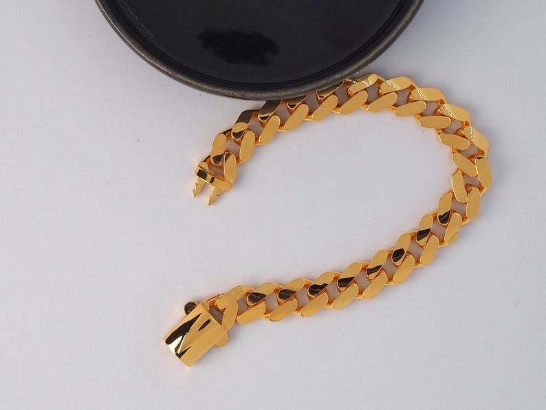 22k Gold Curb Cuban Link, 22k Curb Cuban Link, 11 MM Width 22k Gold Curb Bracelet, Gift for Him, 22k Gold Jewelry, Gift for Her, 22k Jewelry image 5