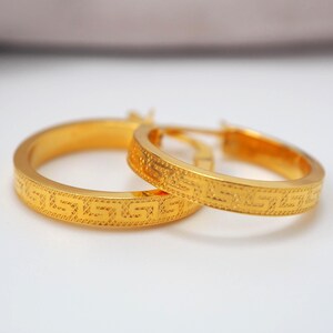 22K Gold Round Hoop Earrings, Yellow Gold Shiny Hoops, Classic Jewelry Handmade with Love, 22k Gold Jewelry, 22k Gold Jewelry Gift image 2