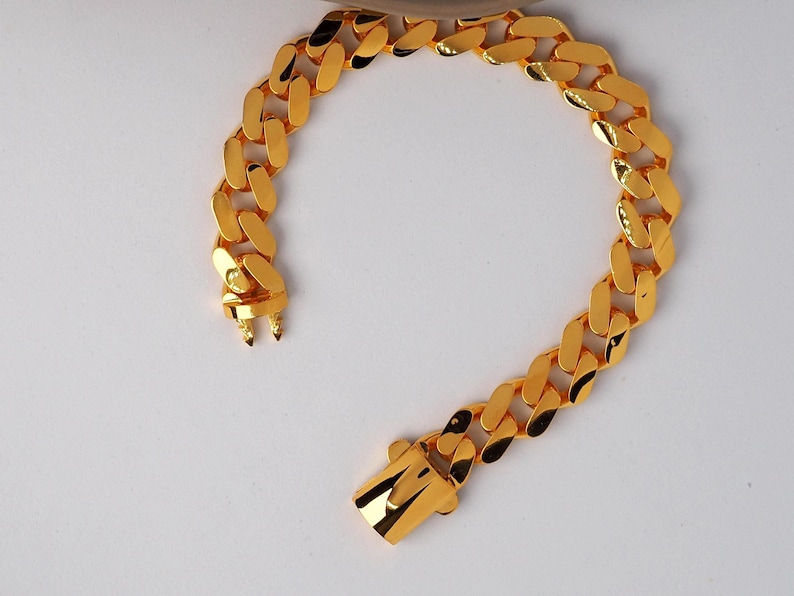 22k Gold Curb Cuban Link, 22k Curb Cuban Link, 11 MM Width 22k Gold Curb Bracelet, Gift for Him, 22k Gold Jewelry, Gift for Her, 22k Jewelry image 9