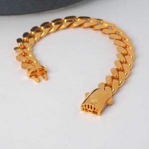 22k Gold Curb Cuban Link, 22k Curb Cuban Link, 11 MM Width 22k Gold Curb Bracelet, Gift for Him, 22k Gold Jewelry, Gift for Her, 22k Jewelry image 4